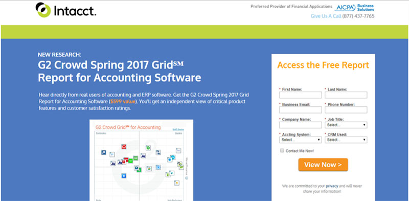 intacct landing page
