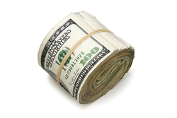 Money Rolled Up with a Rubber Band